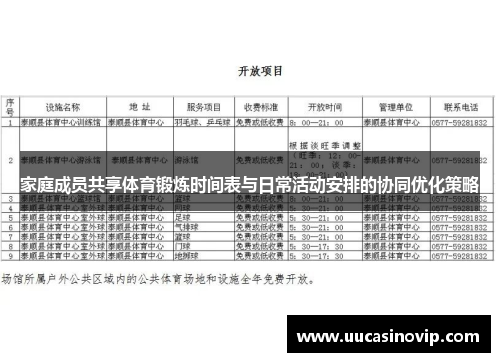 家庭成员共享体育锻炼时间表与日常活动安排的协同优化策略